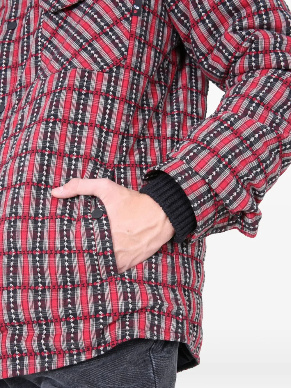 Off-White Geruit shirtjack Rood
