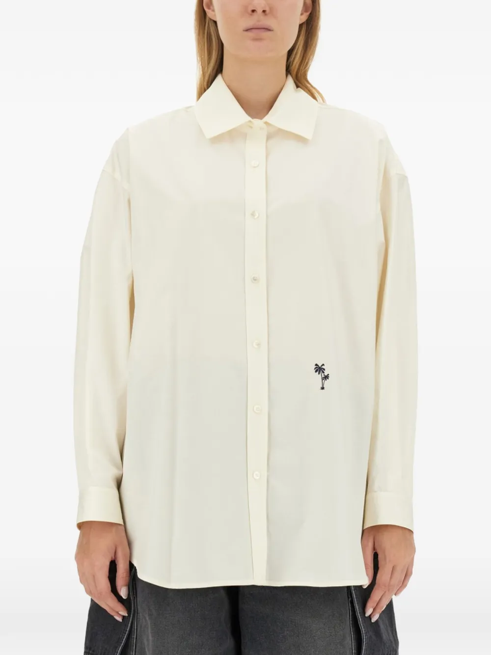 Palm Angels logo-embroidered buttoned shirt - Toni neutri