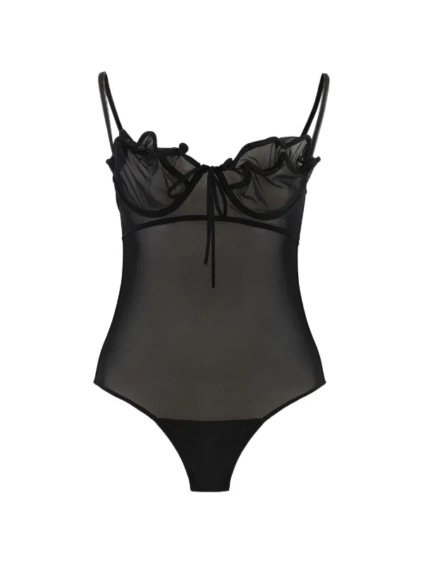 Y/Project Tulle Bodysuit in Black