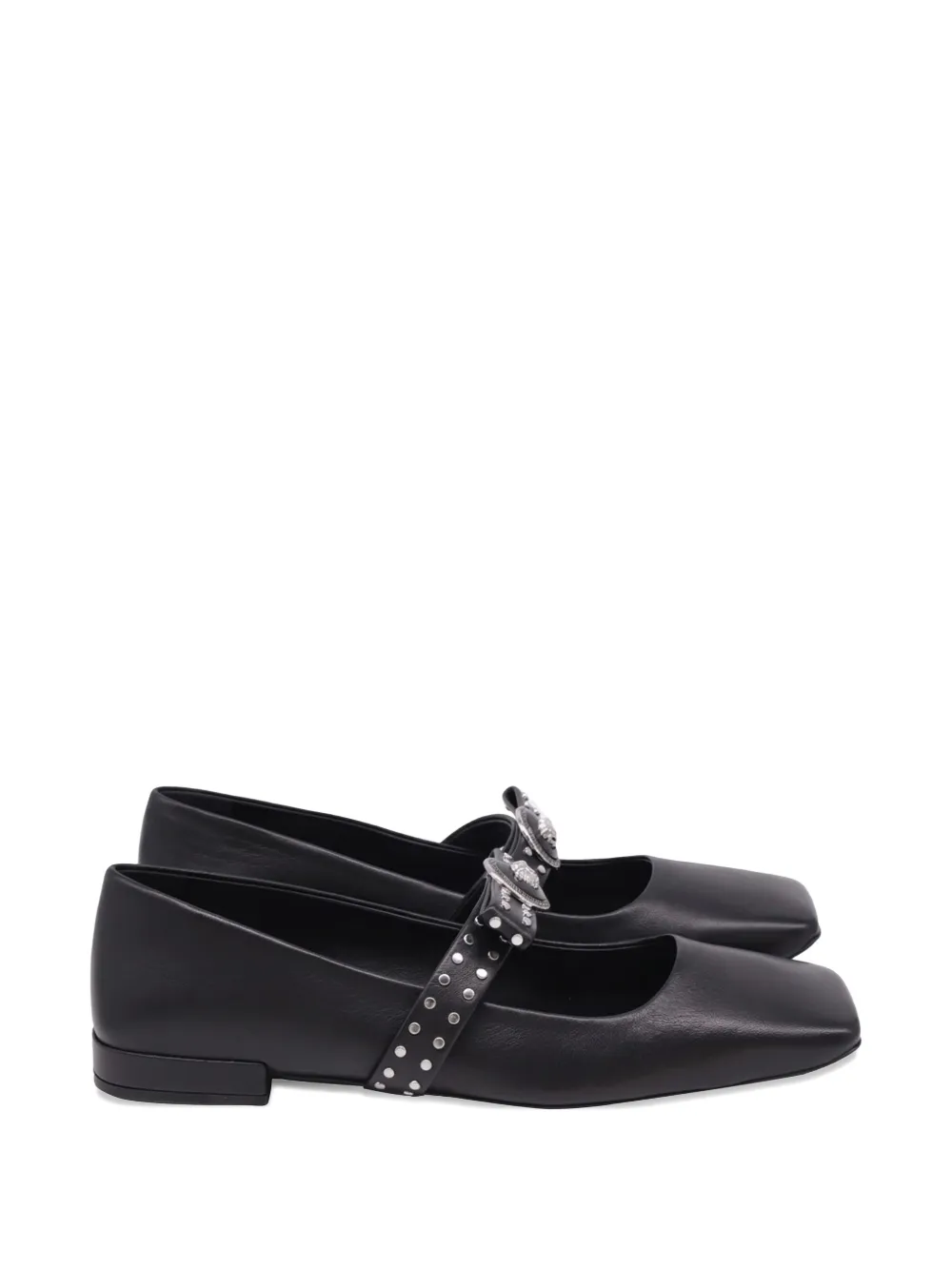 Versace Pre-Owned Gianni Ribbon studded ballet flats - Schwarz