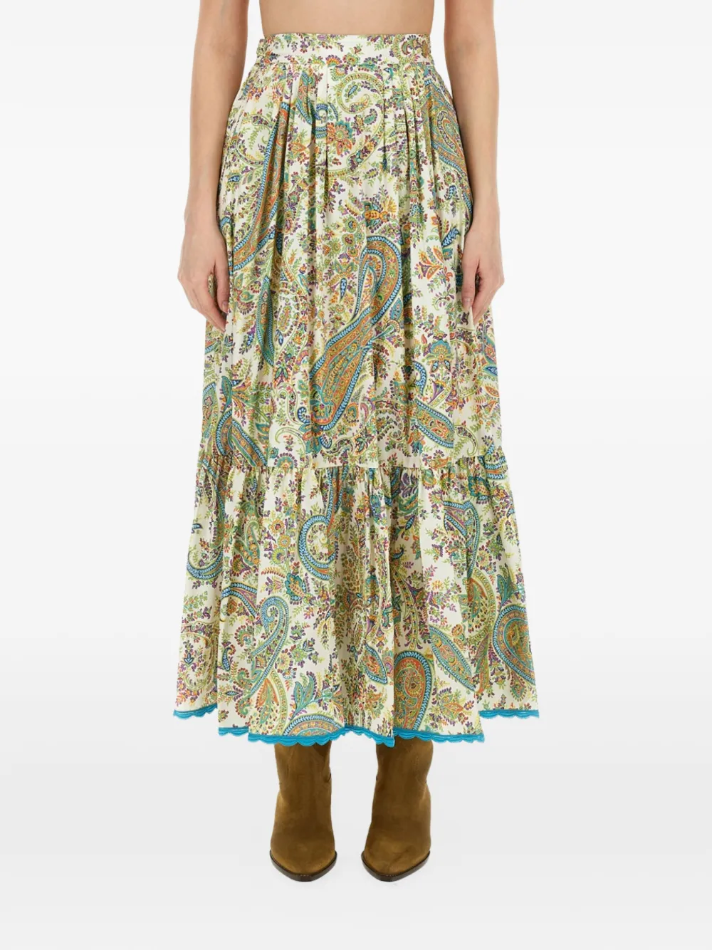 ETRO paisley tiered maxi skirt - Verde