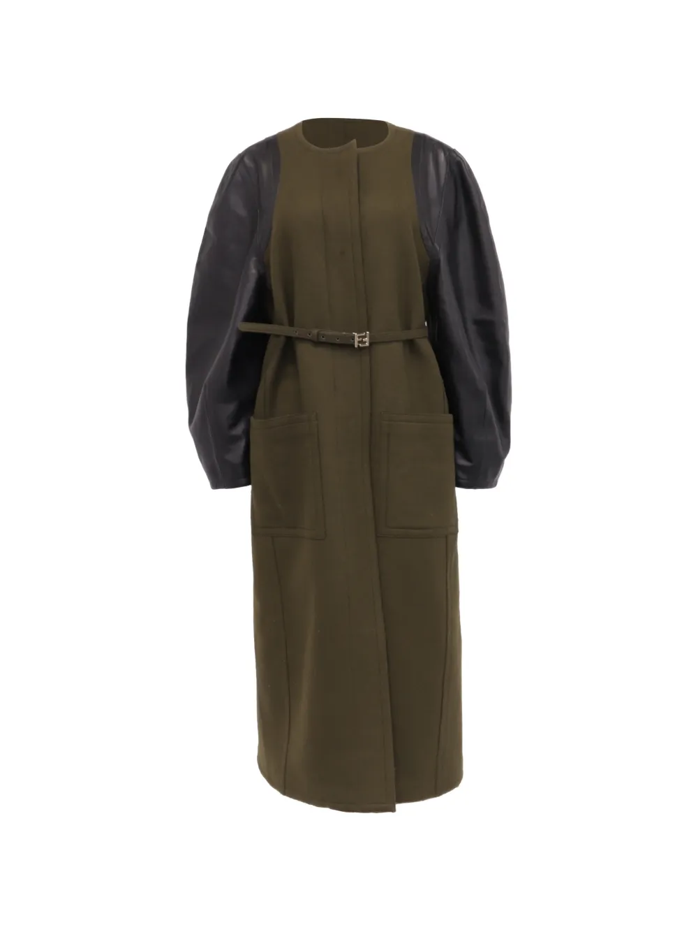Fendi Pre-Owned raglan-sleeve belted coat - Verde