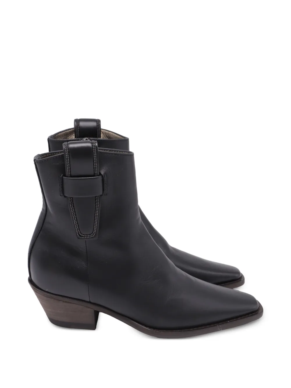 Brunello Cucinelli Vintage Western monili leather ankle boots - Schwarz