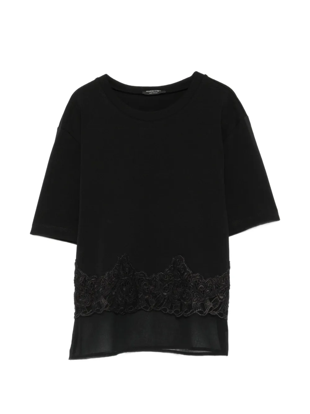 Margittes lace-trim T-shirt - Nero