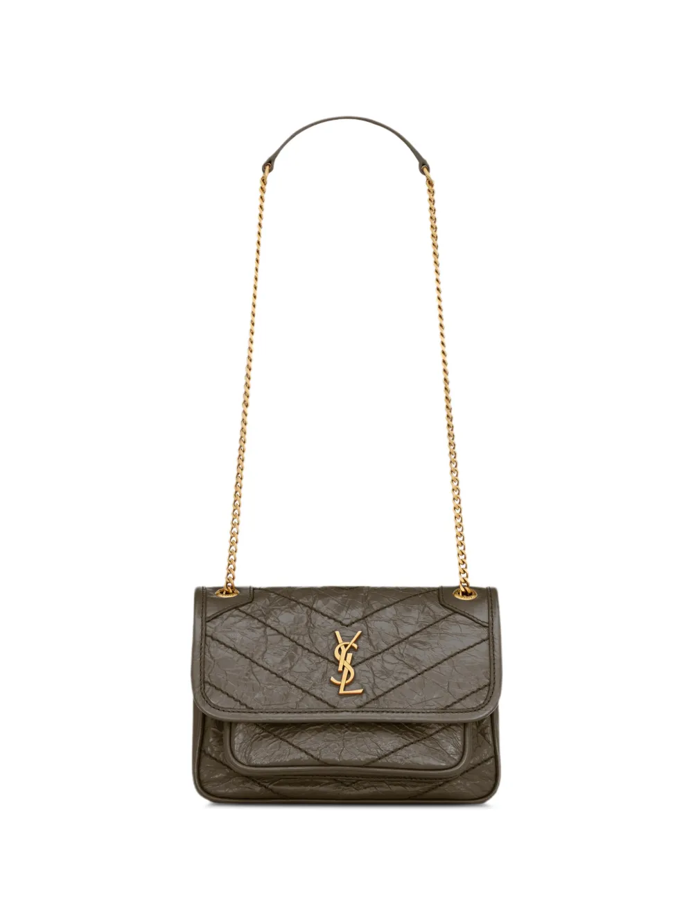 Saint Laurent Borsa a spalla mini in pelle - Verde