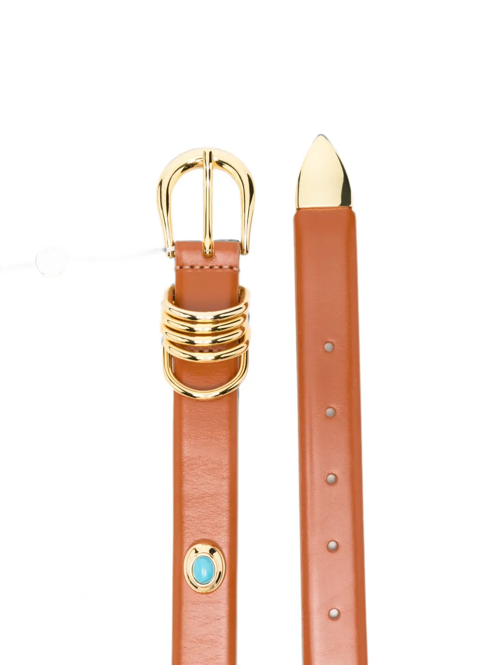 Déhanche Hollyhock gouden en turquoise riem Bruin