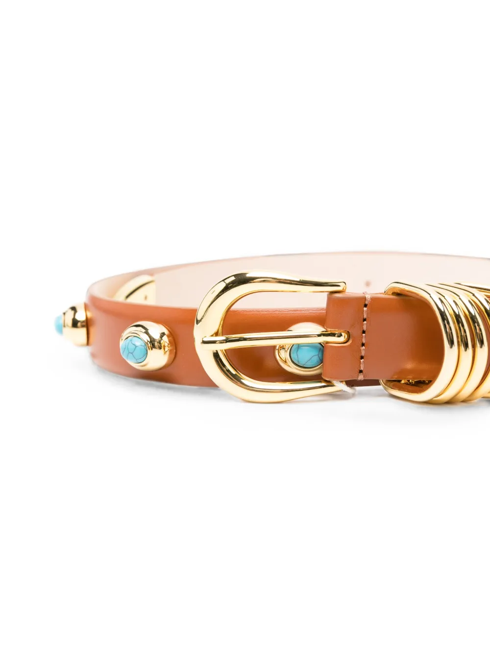 Déhanche Hollyhock gouden en turquoise riem Bruin