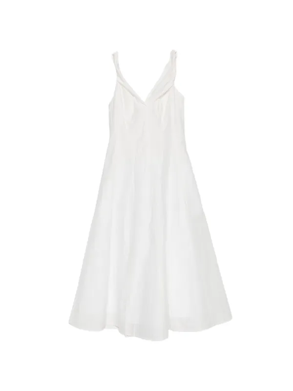 Róhe Twisted Shoulder Dress in White