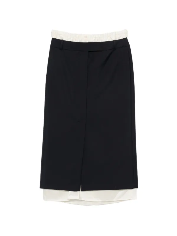 Róhe Boxer Layered Mid Skirt in Black