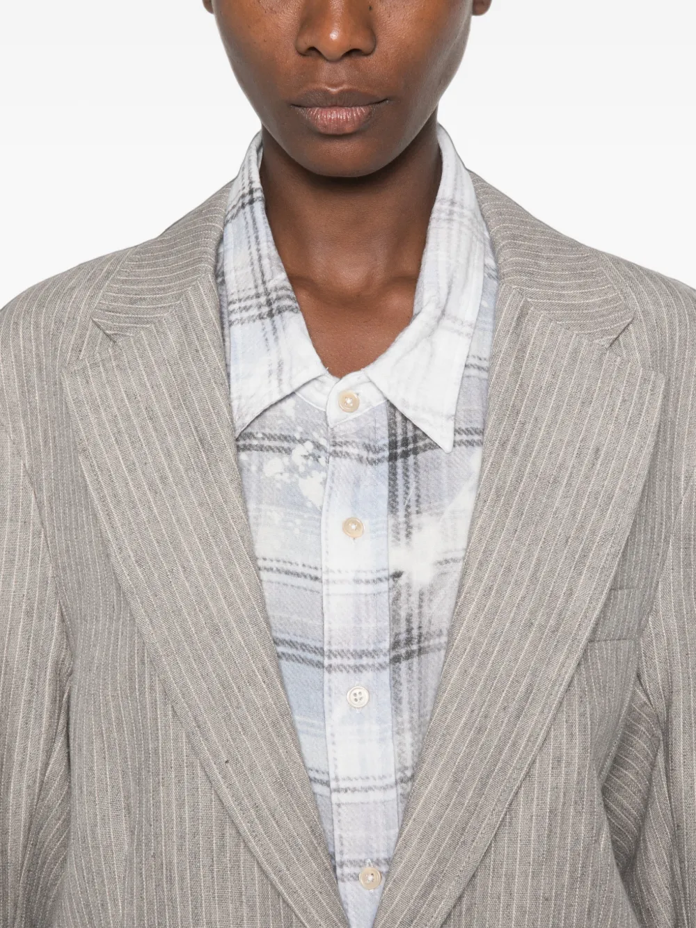 R13 Pinstripe-pattern Blazer in Grey, view 5