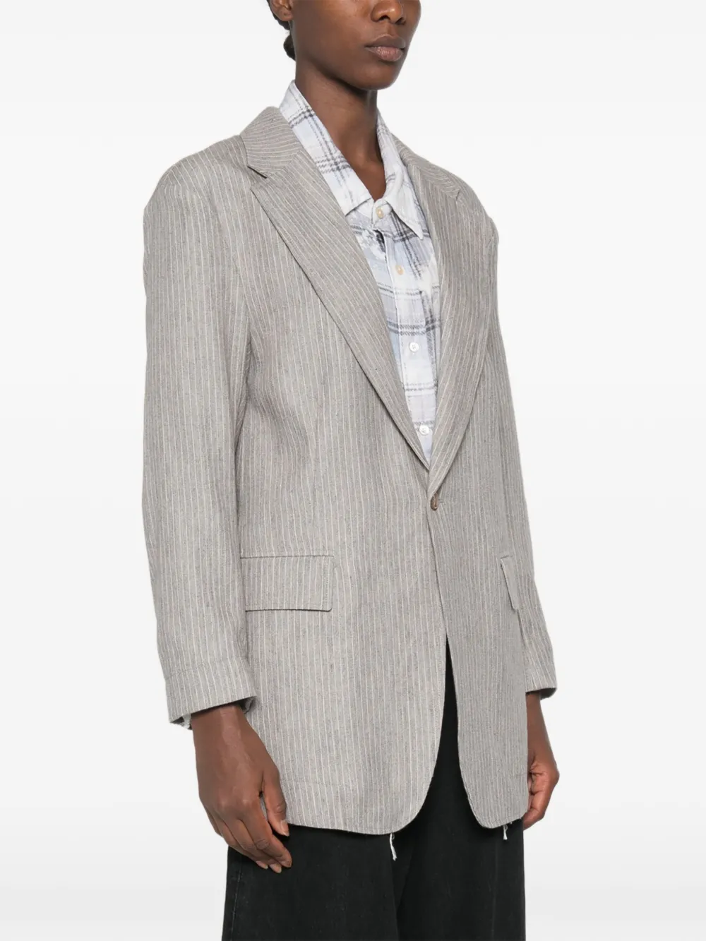 R13 Pinstripe-pattern Blazer in Grey, view 3