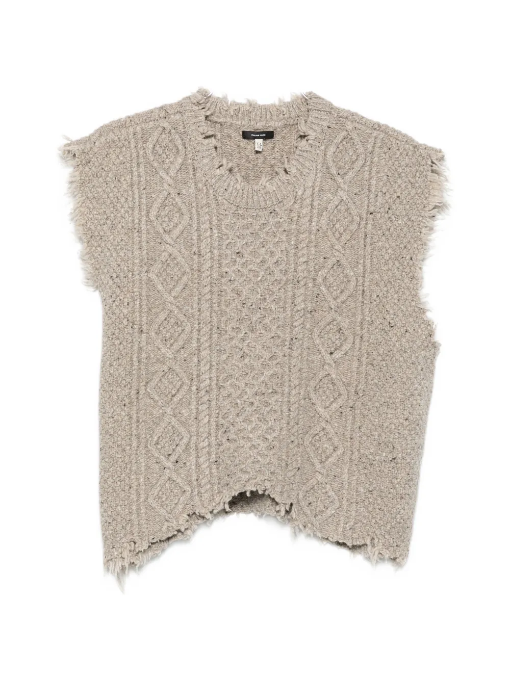 R13 Cable-knit Frayed Sweater Vest In Grey
