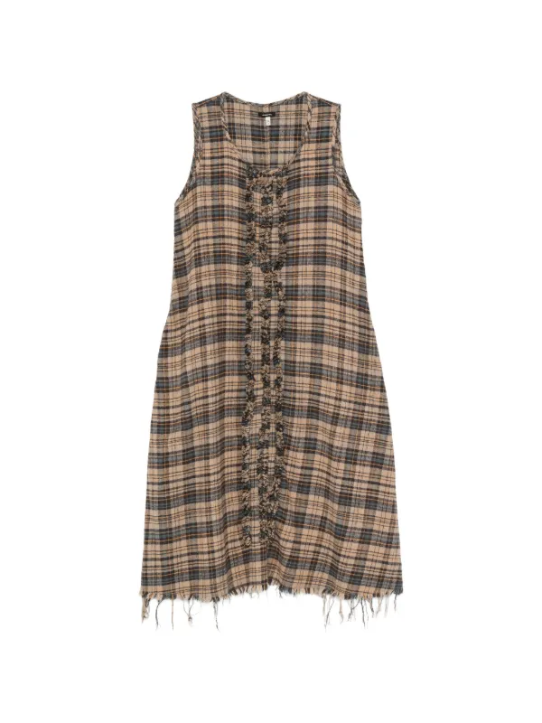 R13 Sleeveless Midi with Ruffles Dress in Neutrals