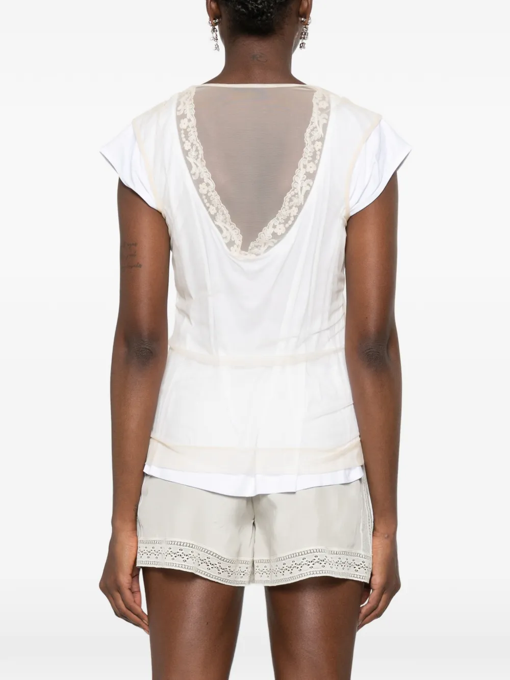 Simone Rocha T-shirt met kanten afwerking Wit