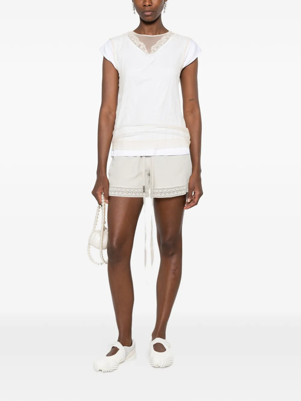 Simone Rocha T-shirt met kanten afwerking Wit