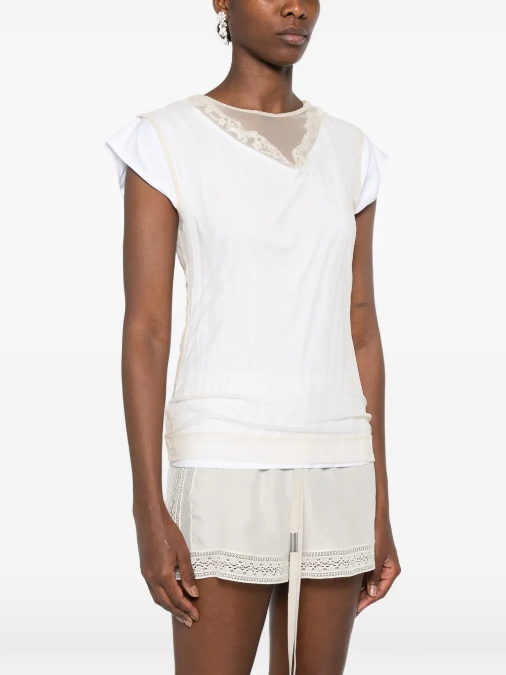 Simone Rocha T-shirt met kanten afwerking Wit