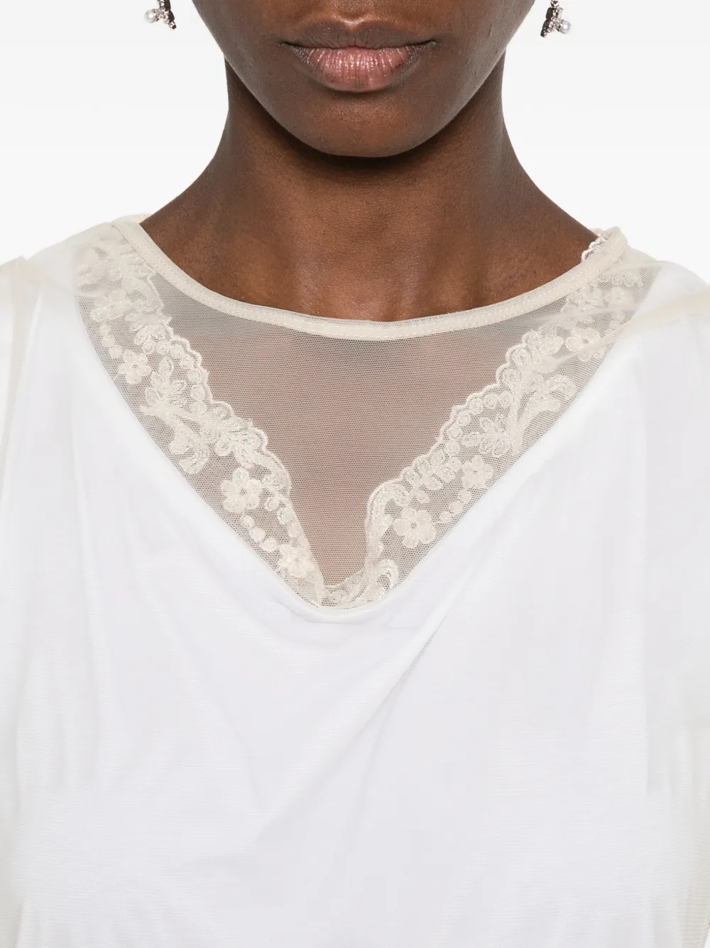 Simone Rocha T-shirt met kanten afwerking Wit