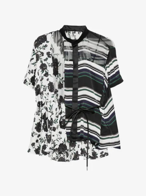 sacai blusa manga corta