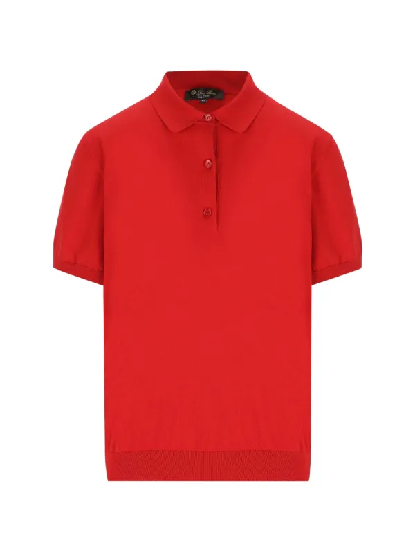 Loro Piana Button Polo Shirt in Red