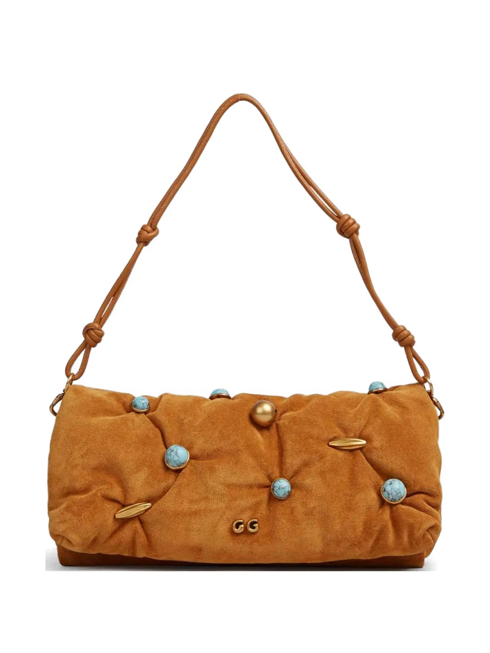 Cult Gaia Amalia suede clutch bag - Marrone