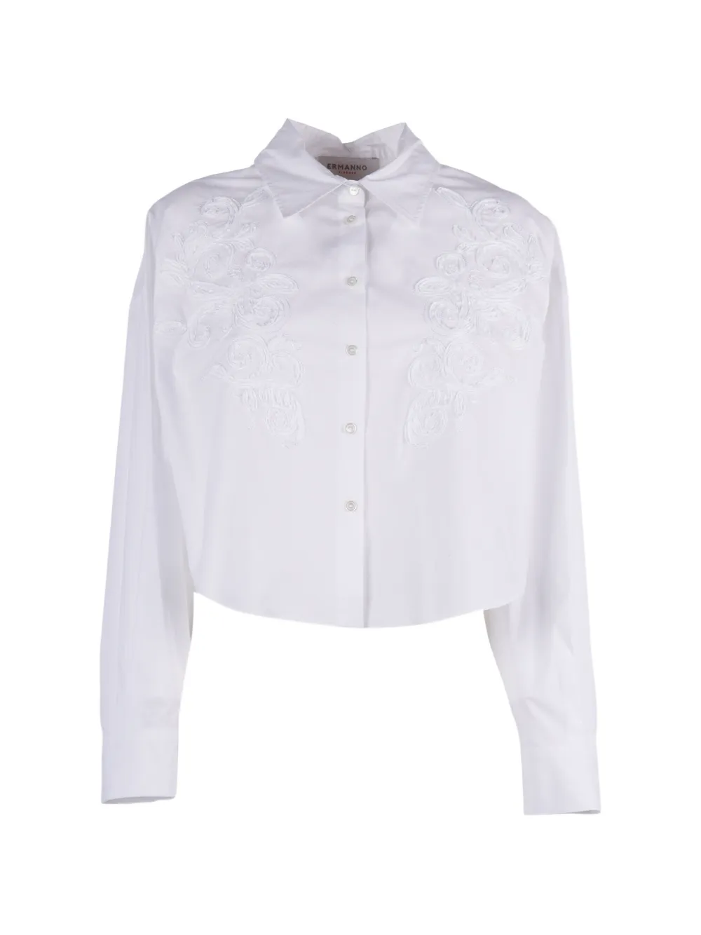 Ermanno Scervino embroidered pleated shirt - Bianco