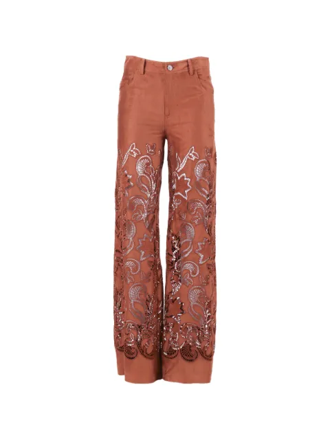 ERMANNO FIRENZE  cut-out lace-embroidered trousers