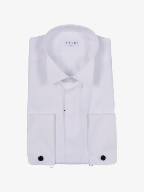 Xacus cufflink-detail button-down cotton shirt