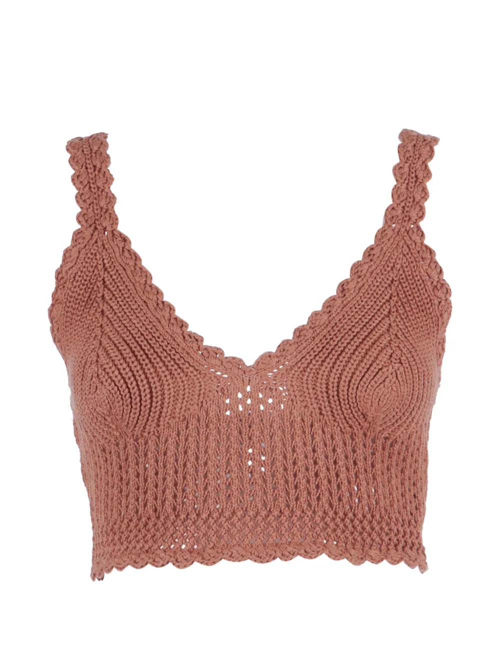 Ermanno Scervino crochet-knit scalloped-edge top - Marrone