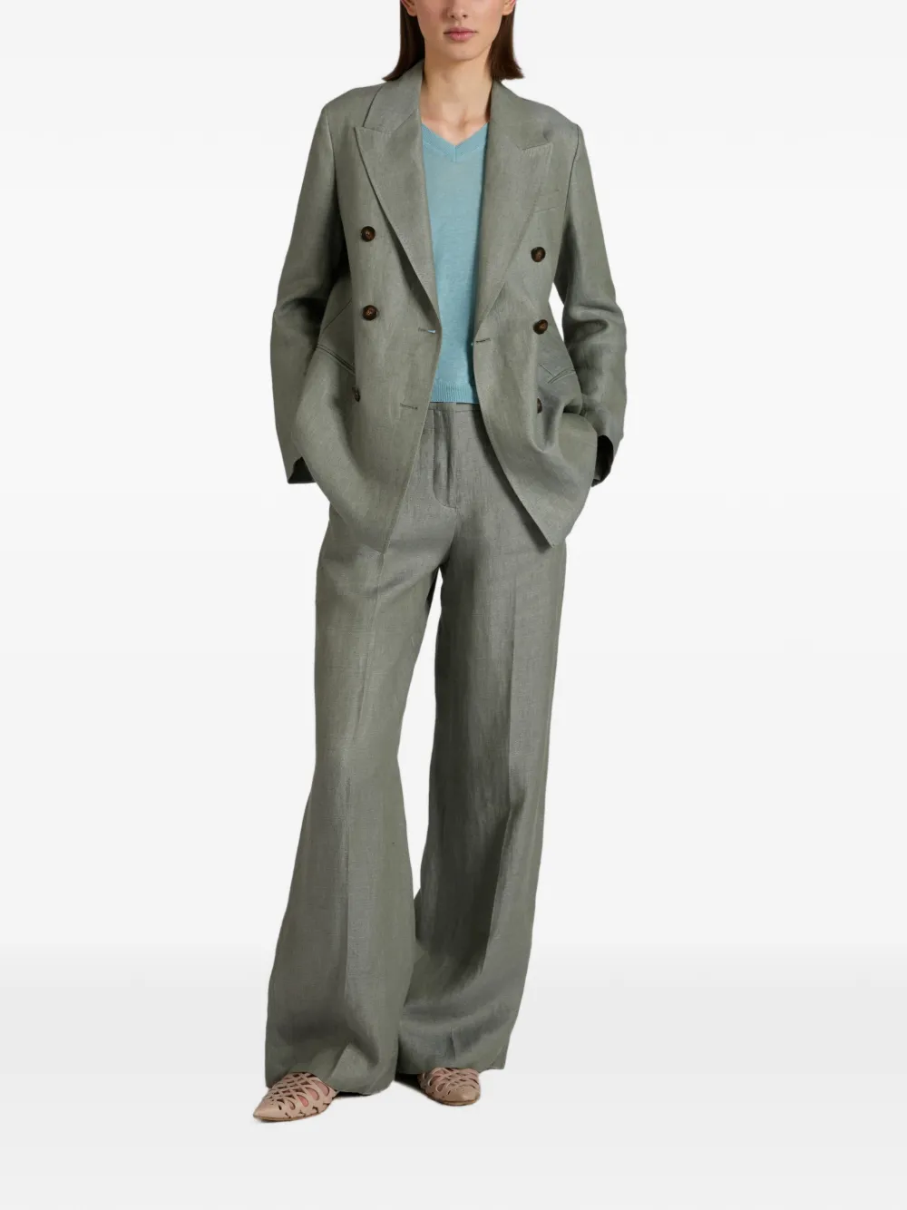  Incotex Regular-fit Linen Trousers - Green 