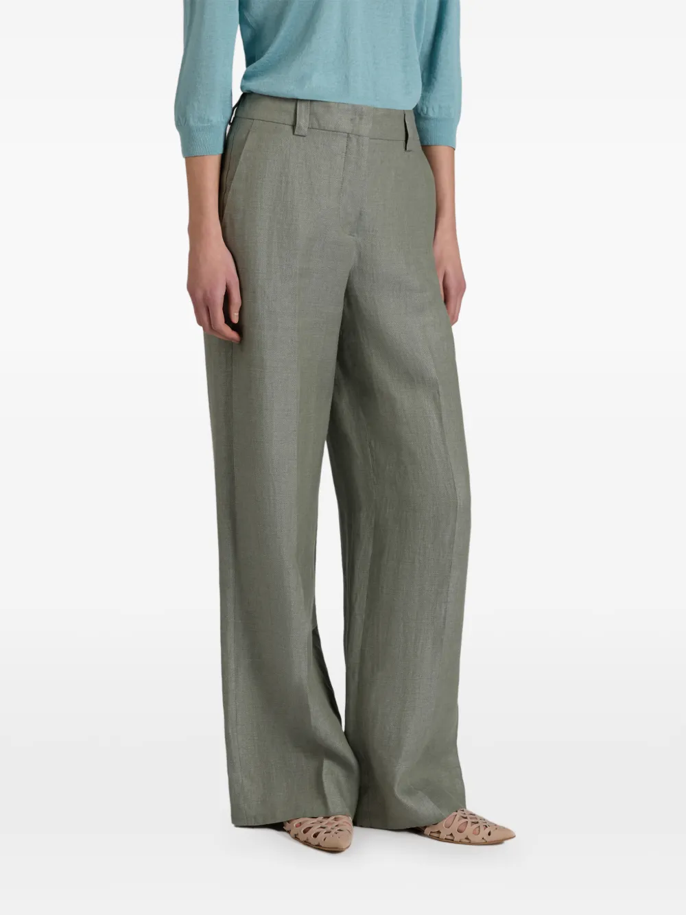  Incotex Regular-fit Linen Trousers - Green 