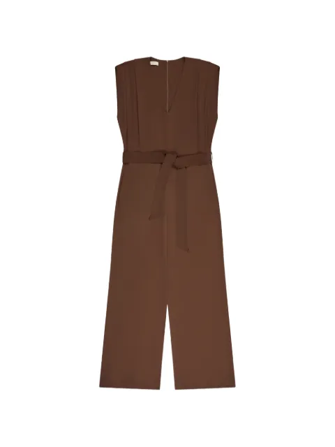 Glanshirt V-neck belted jumpsuit