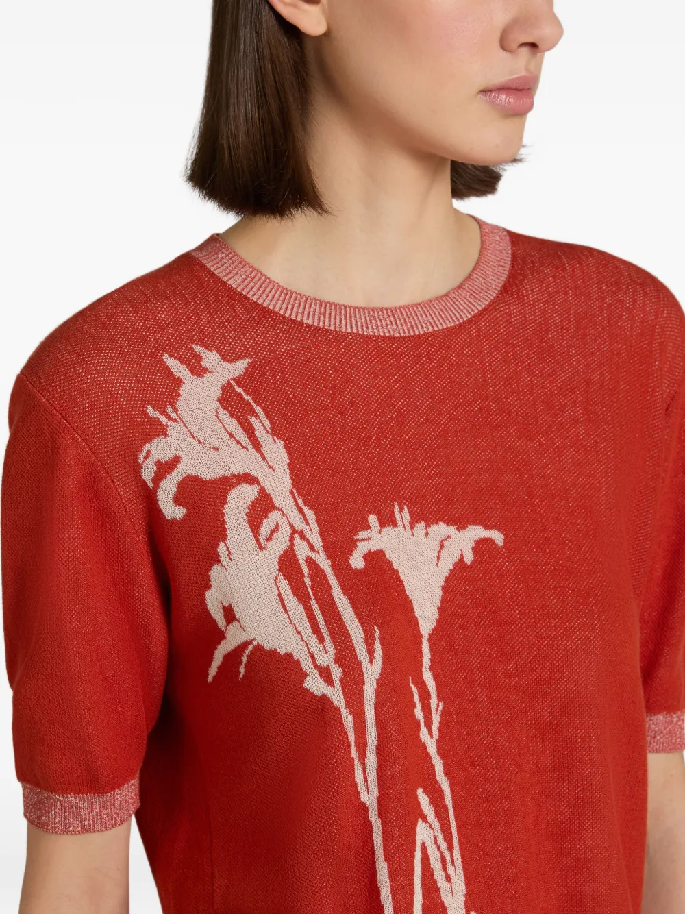 Zanone Lily T-shirt met jacquard Rood
