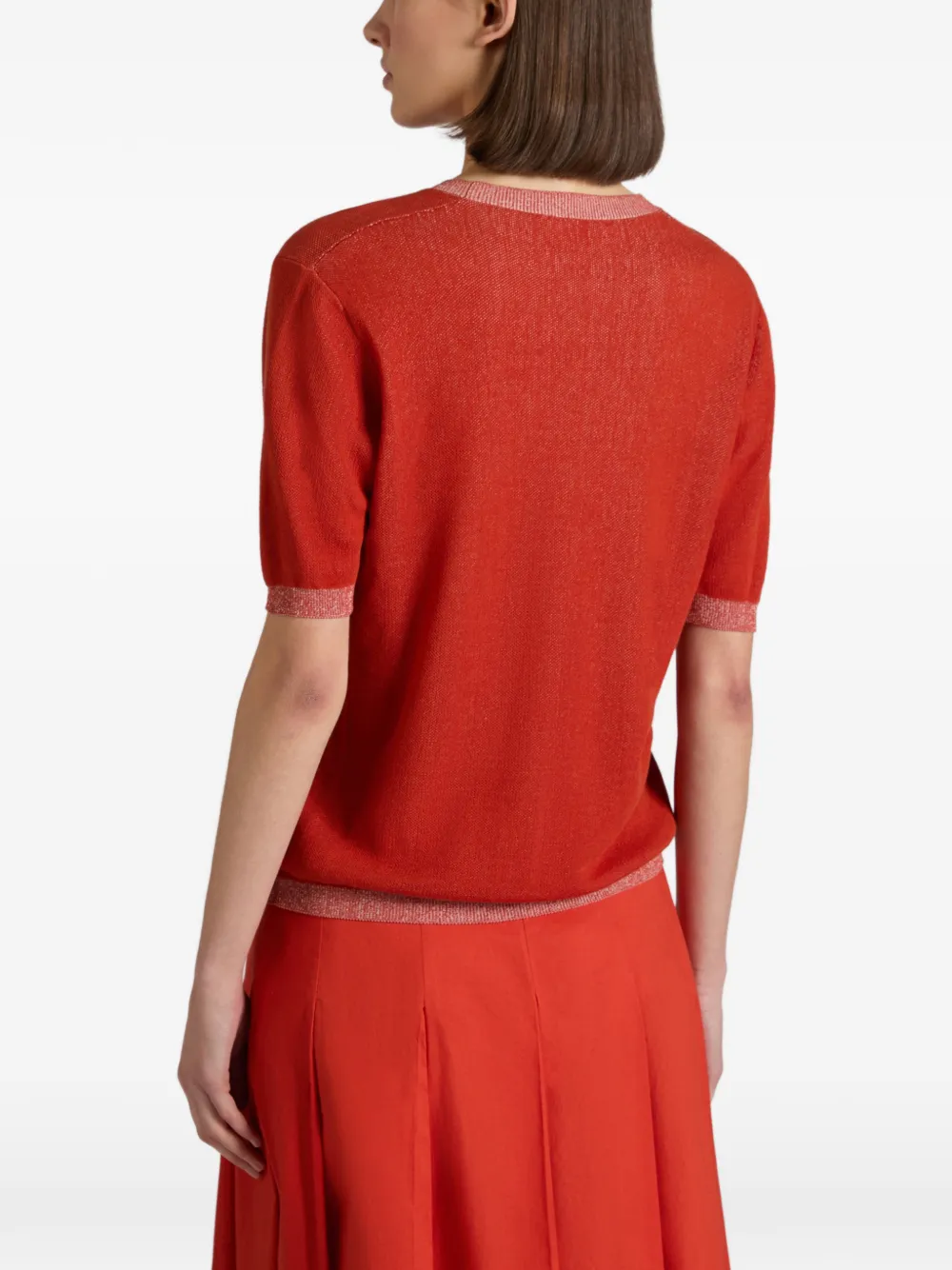 Zanone Lily T-shirt met jacquard Rood
