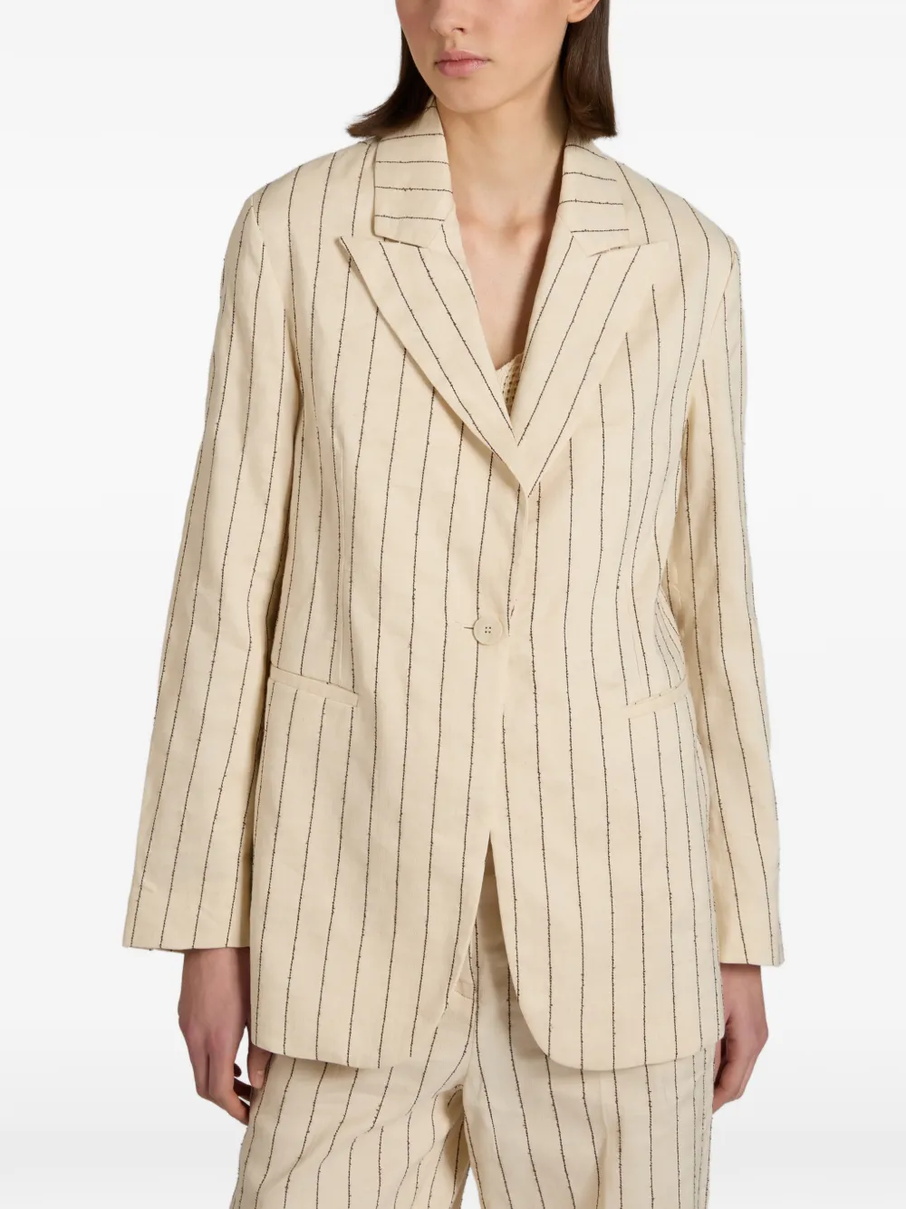  Montedoro Pinstripe Blazer - Neutrals 