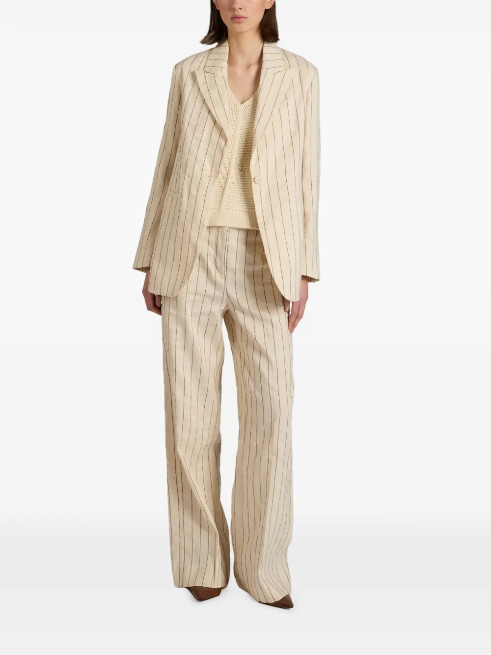  Montedoro Pinstripe Blazer - Neutrals 