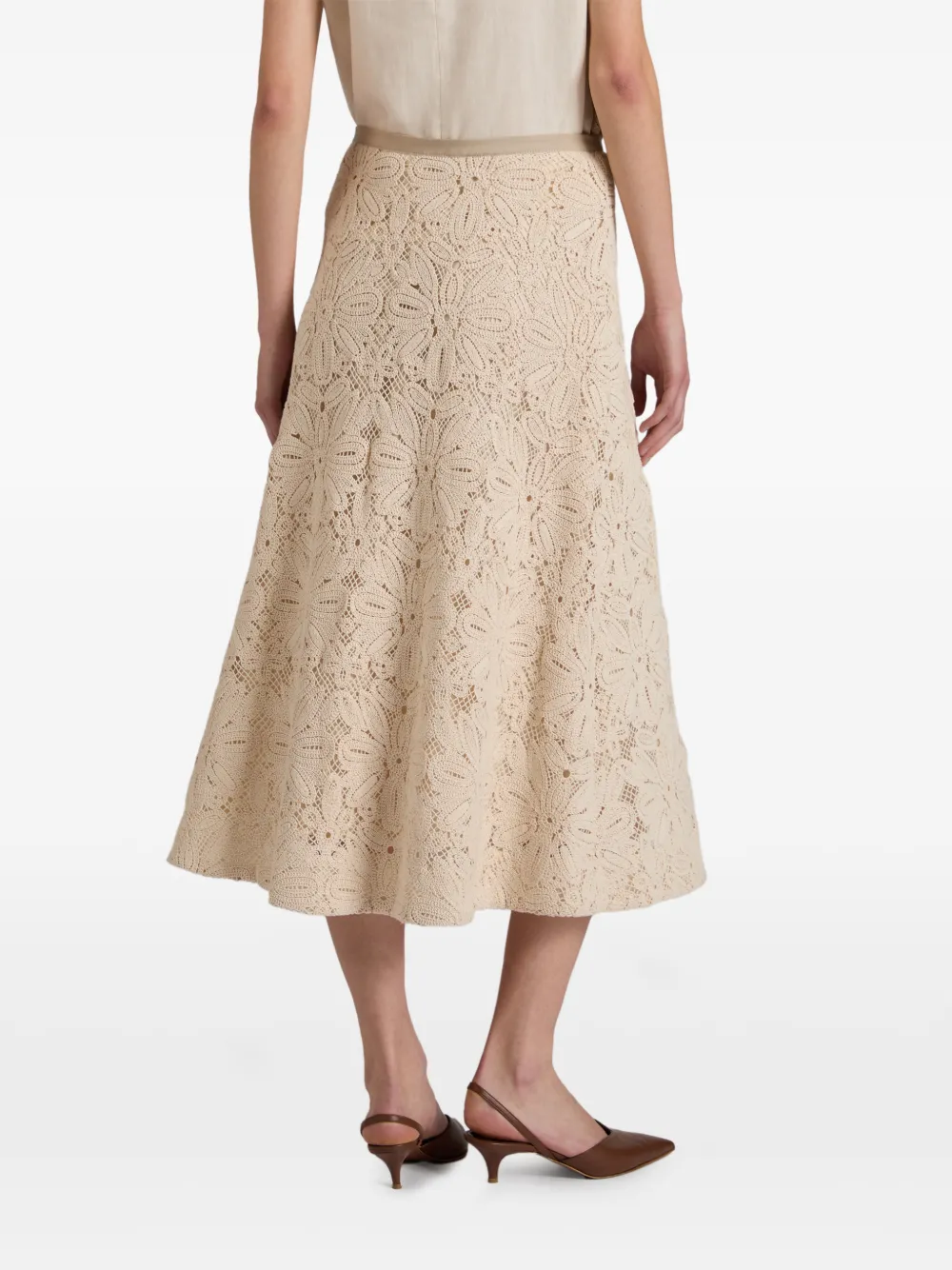 slowear Macramé midi-rok Beige