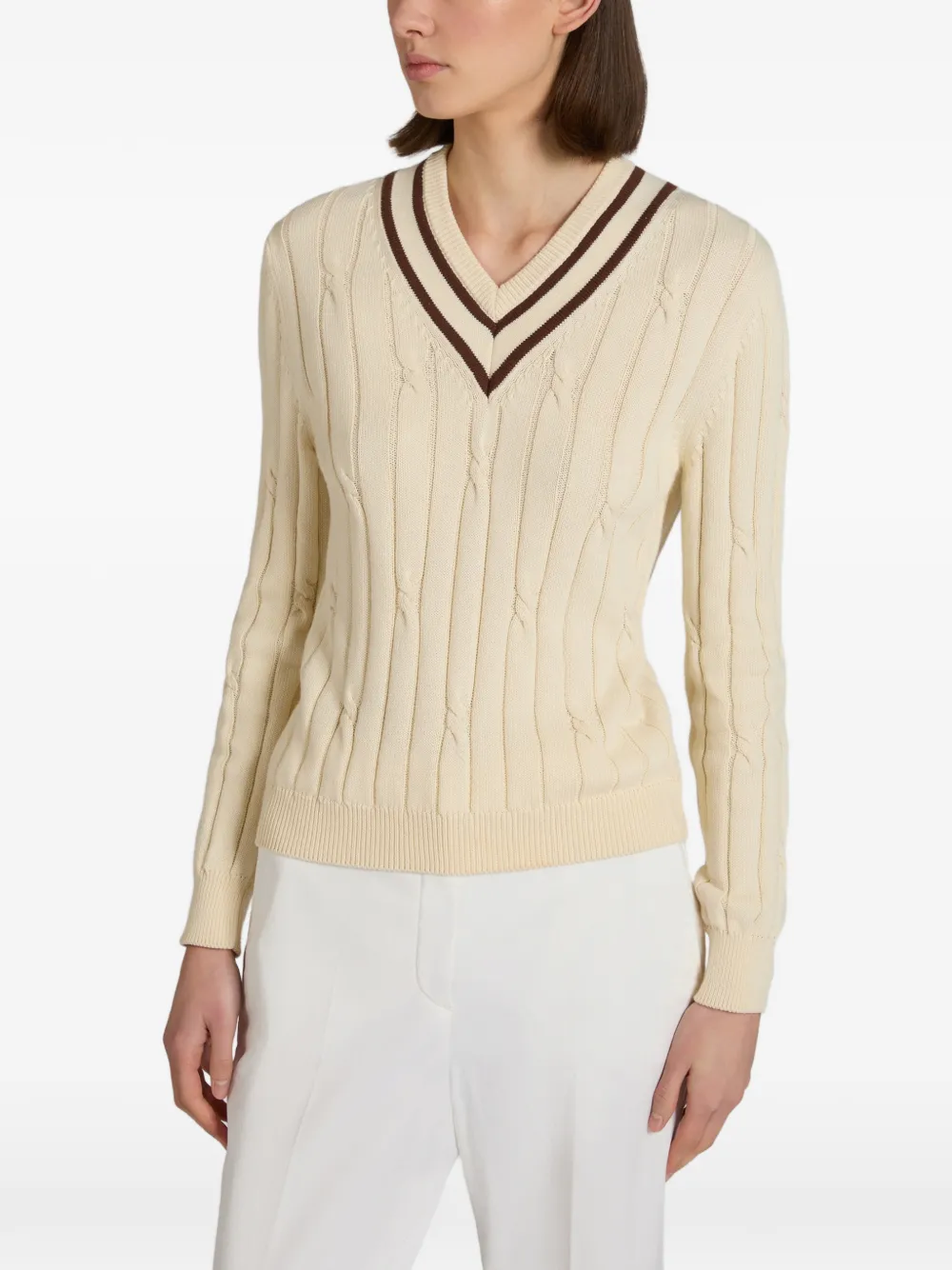  Slowear Braided V-neck Sweater - Neutrals 