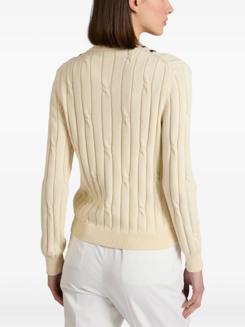 slowear Gevlochten trui met V-hals Beige