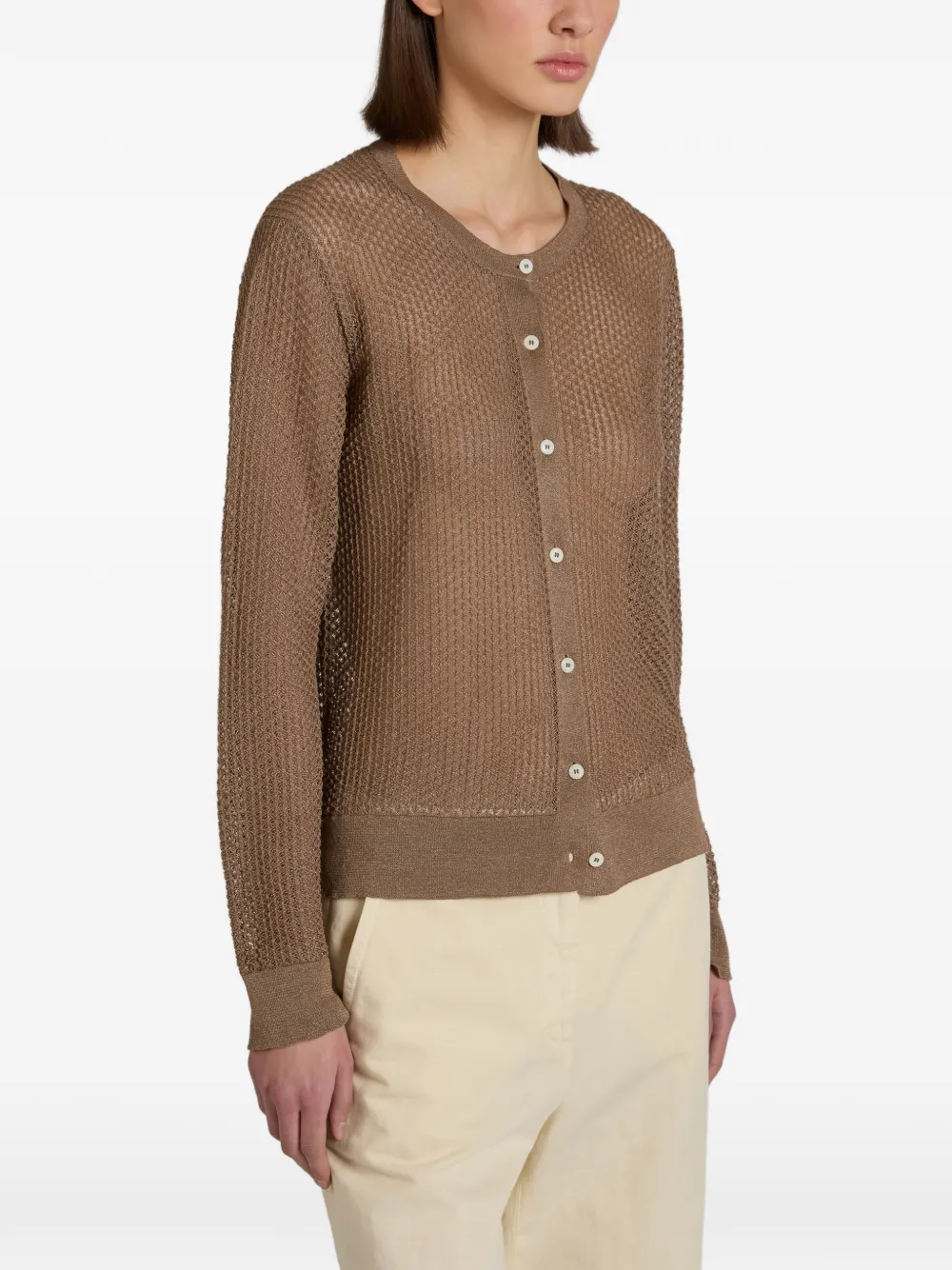  Zanone Open-knit Cardigan - Brown 