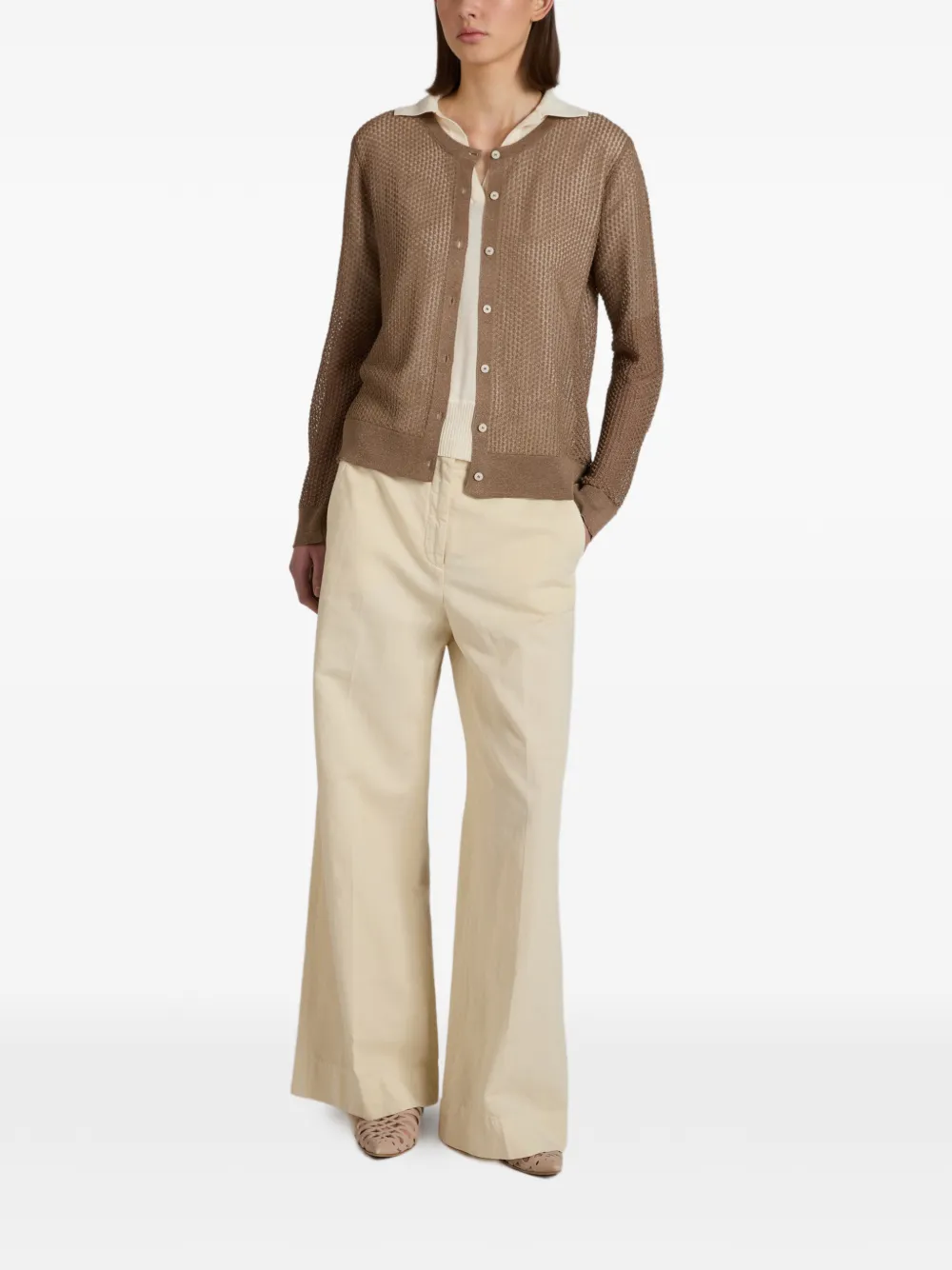  Zanone Open-knit Cardigan - Brown 