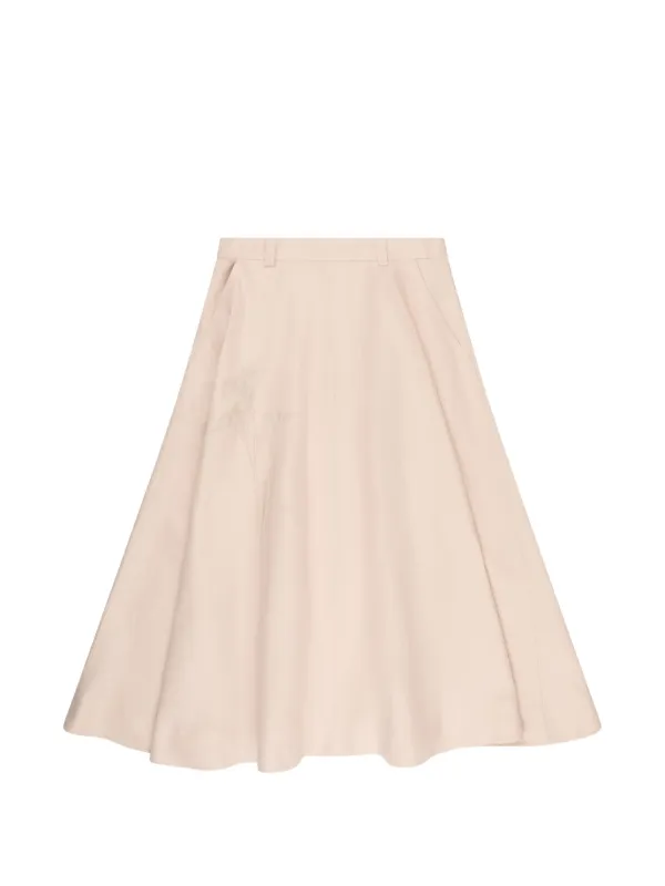 Incotex Floral-embroidered Midi Skirt in Neutrals