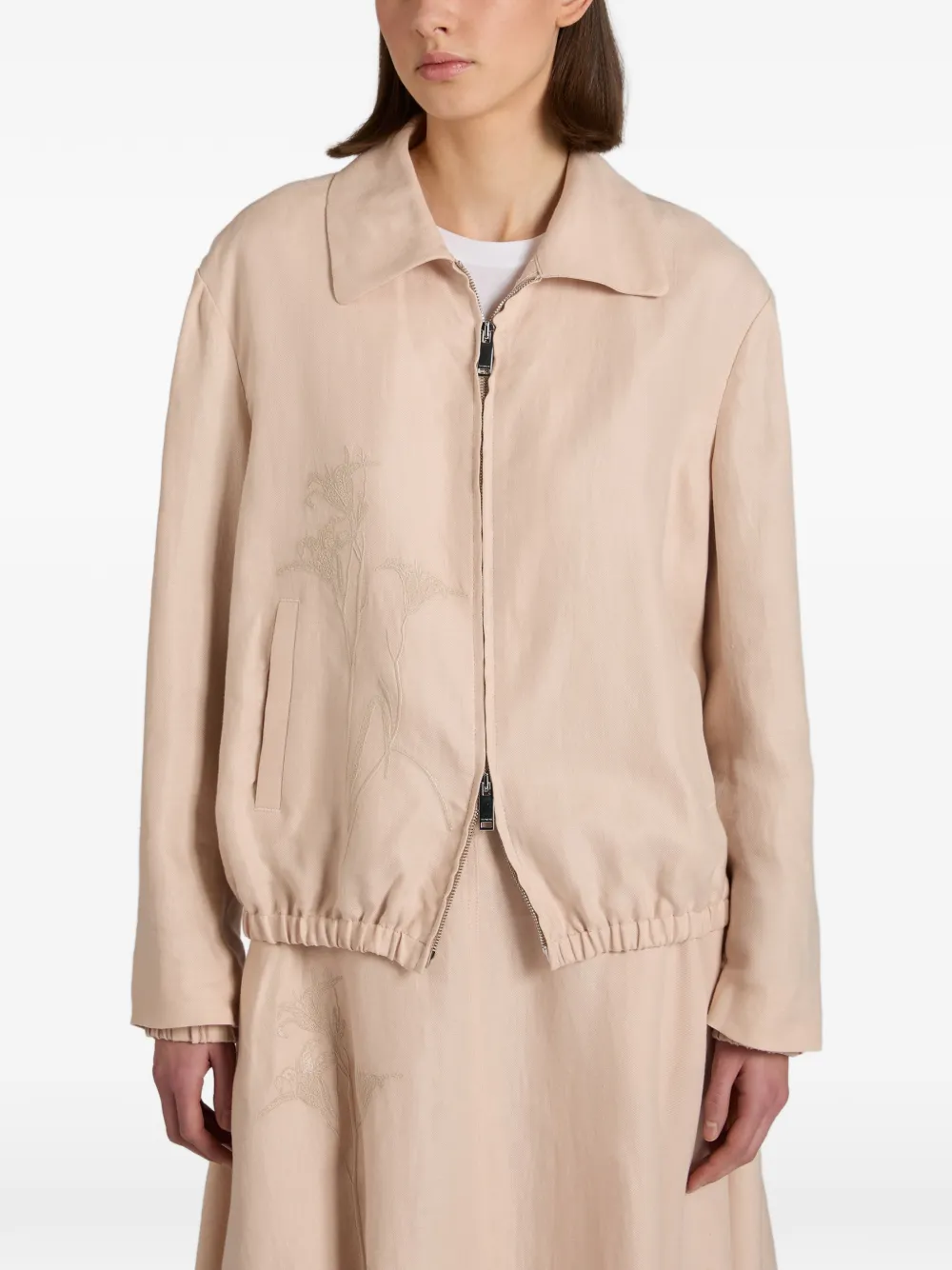 Slowear Floral-embroidered Bomber Jacket - Pink 