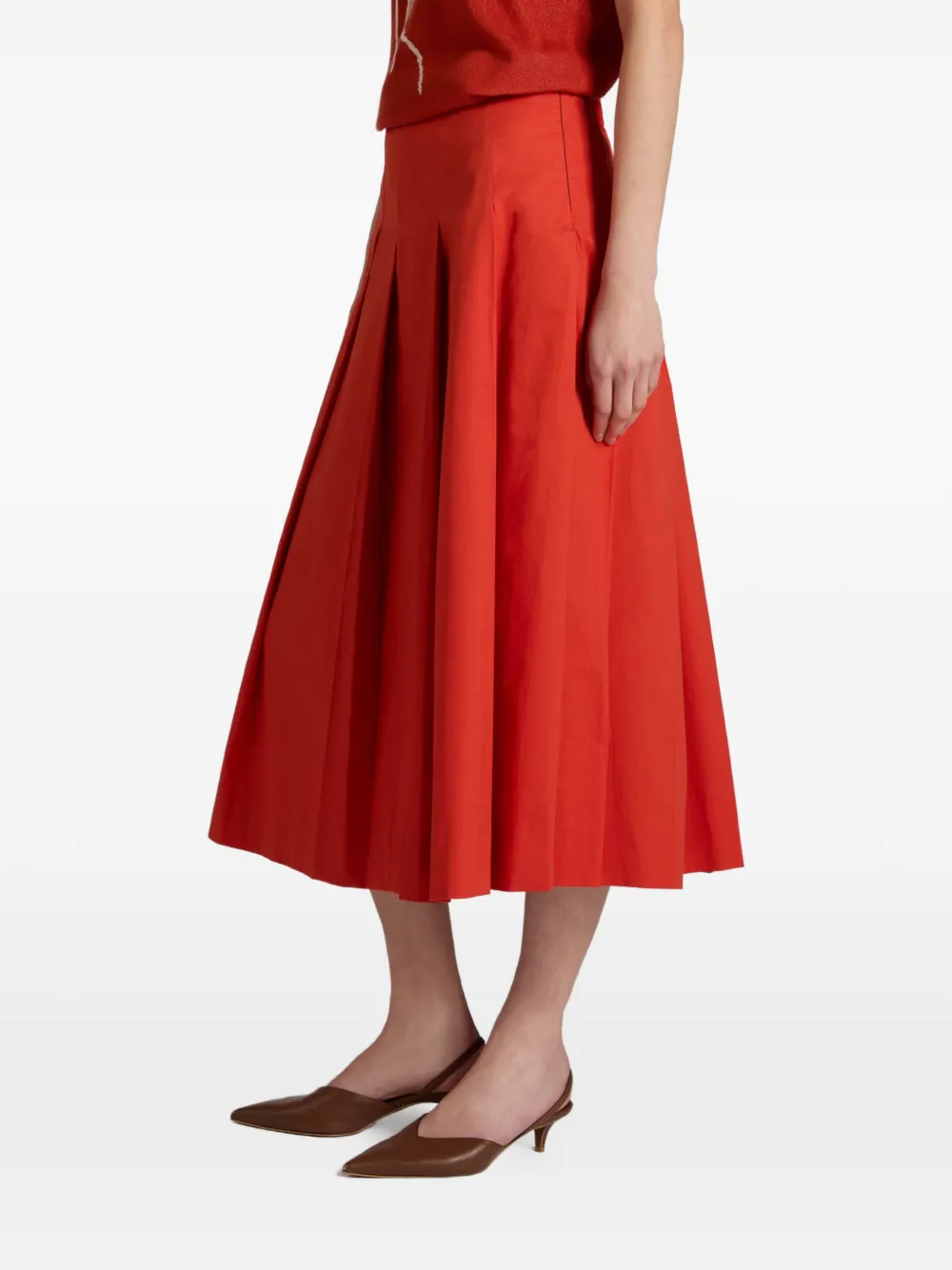 Incotex Midi-plooirok Oranje