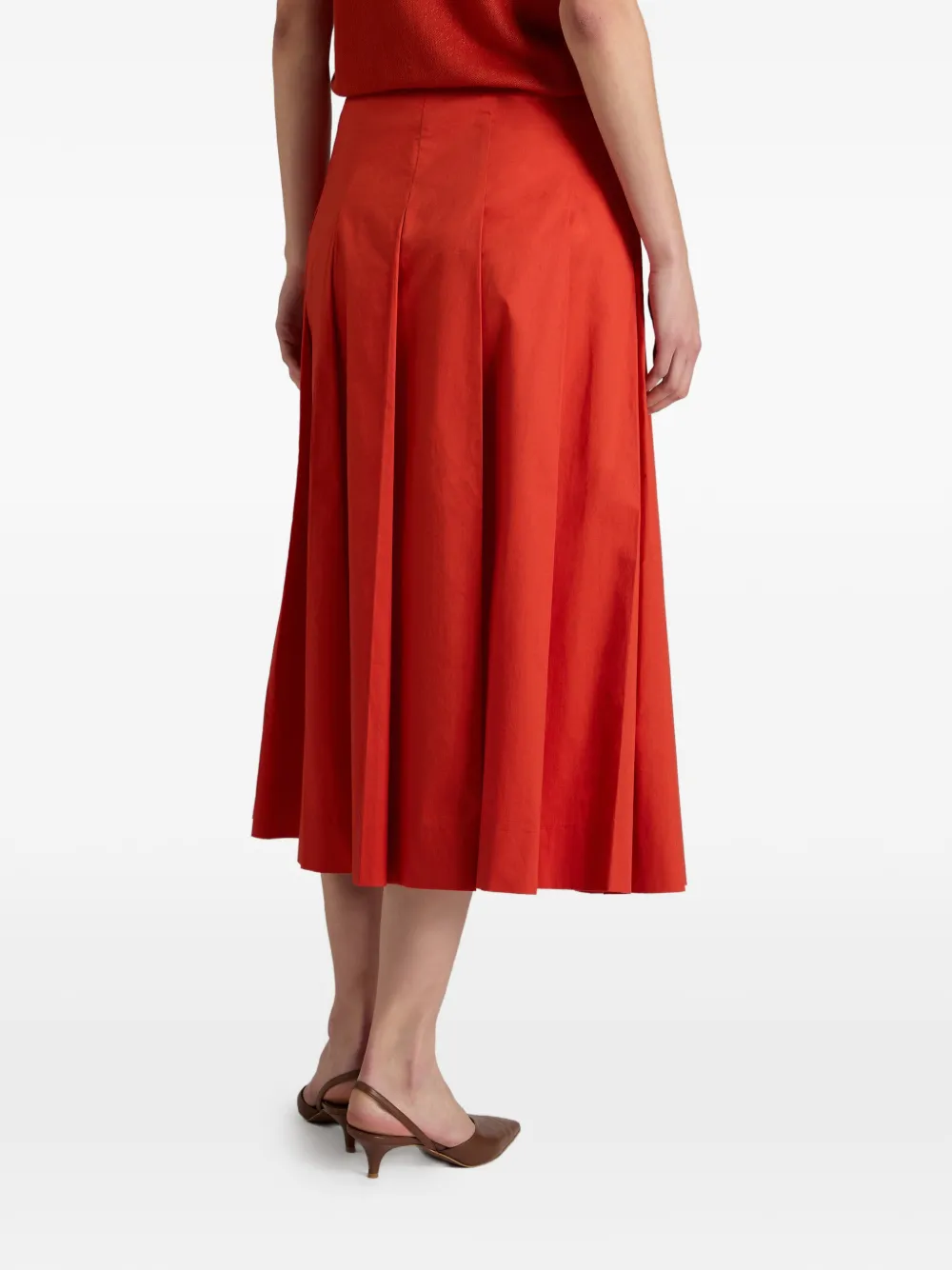 Incotex Midi-plooirok Oranje