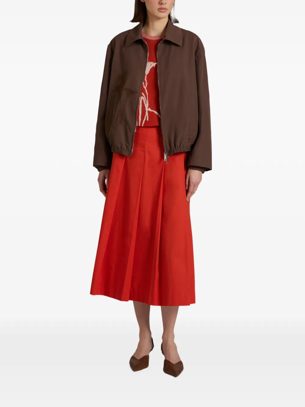 Incotex Midi-plooirok Oranje