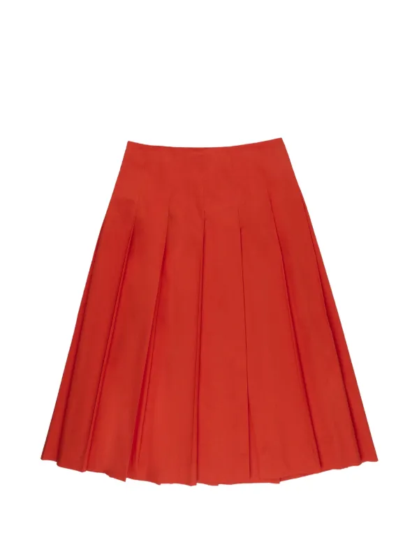 Incotex Pleated Midi Skirt in Orange