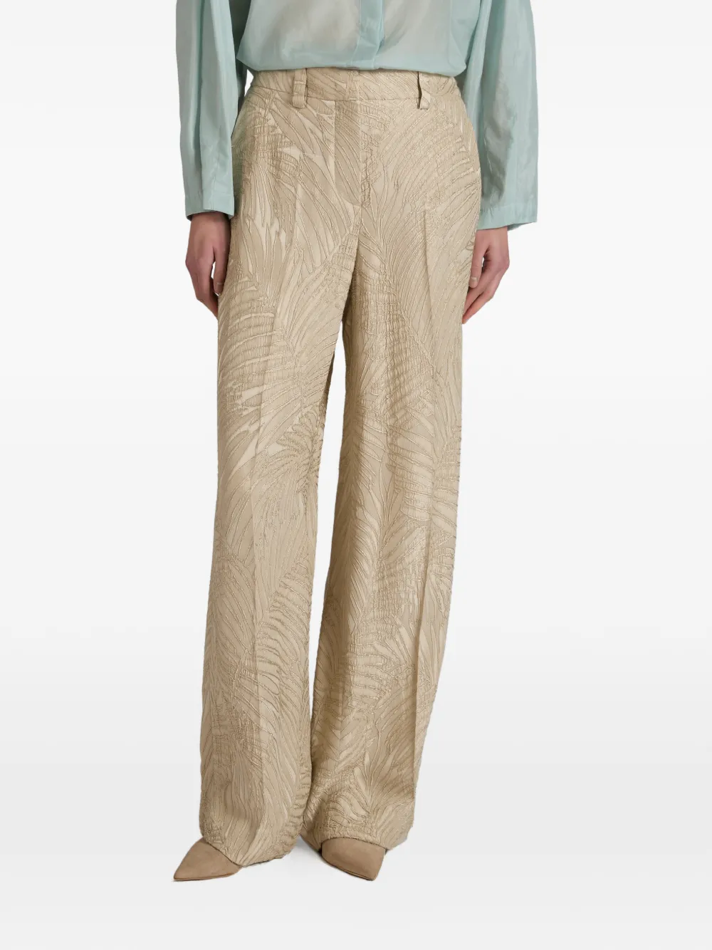  Incotex Jacquard Straight Trousers - Neutrals 