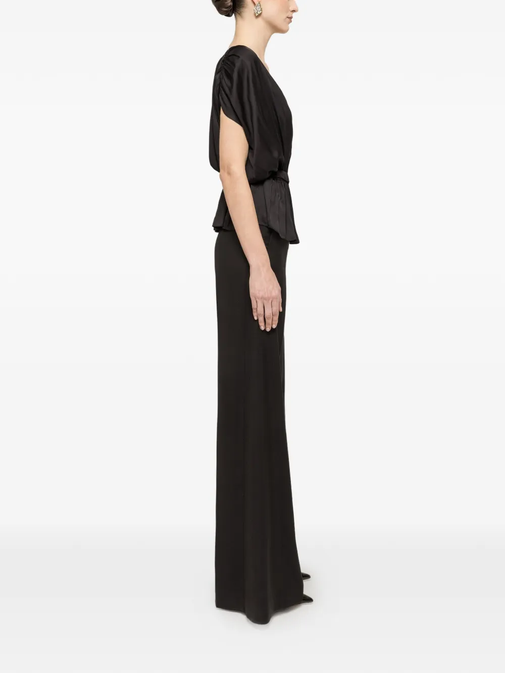  Nissa Belted V-neck Top - Black 