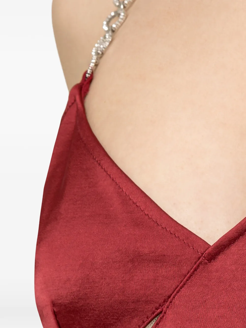NISSA Midi-jurk met kristallen en bandjes Rood