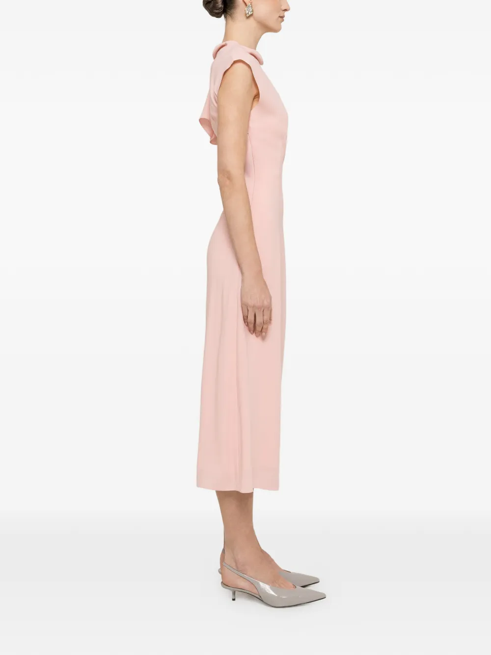  Nissa A-line Ruffle Midi Dress - Pink 